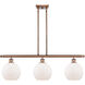 Ballston Athens 3 Light 36 inch Antique Copper Island Light Ceiling Light in Matte White Glass, Ballston