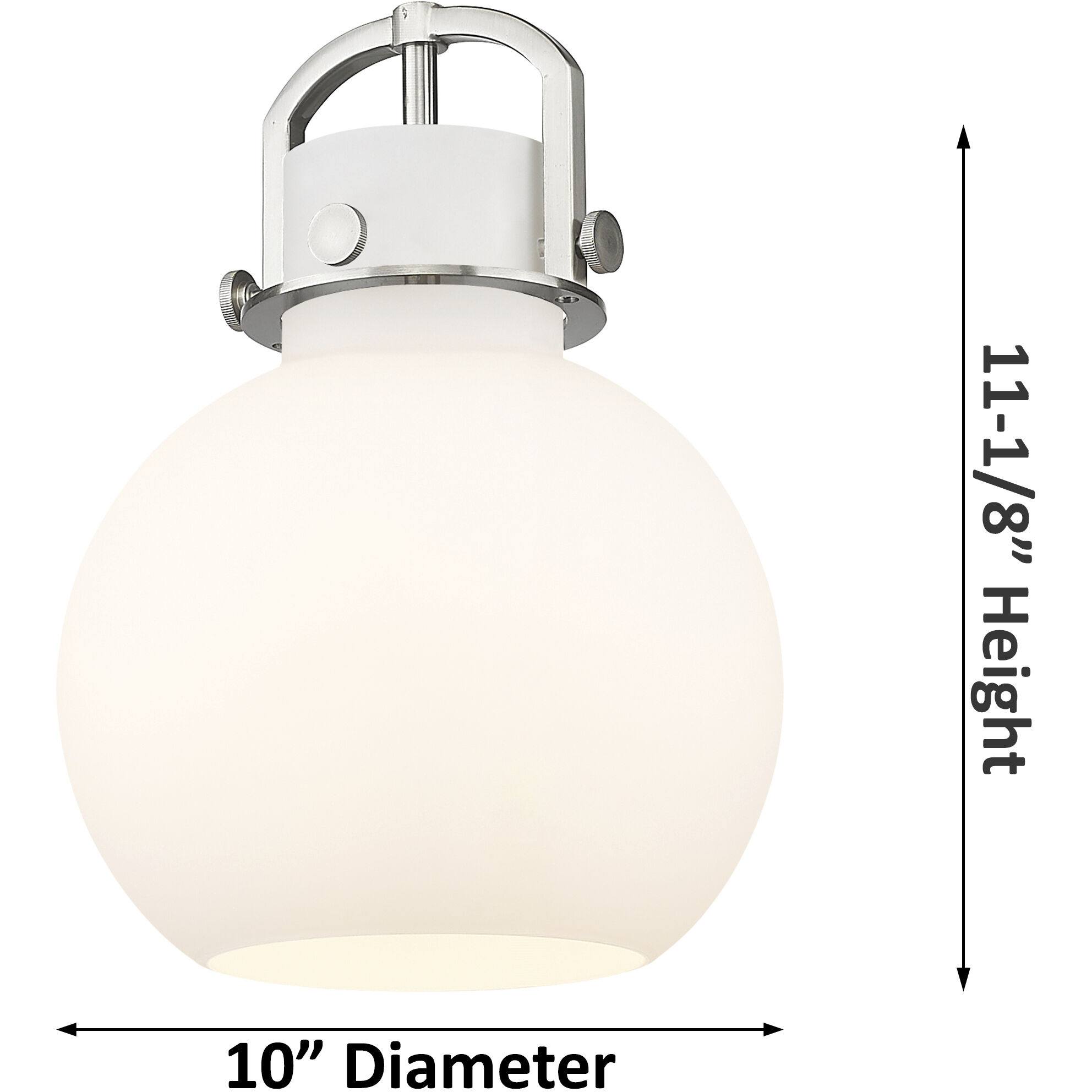 Newton Sphere 1 Light 10 inch Brushed Brass Mini Pendant Ceiling Light in Matte White Glass