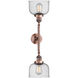 Franklin Restoration Large Bell 2 Light 19 inch Antique Copper Bath Vanity Light Wall Light in Seedy Glass, Franklin Restoration