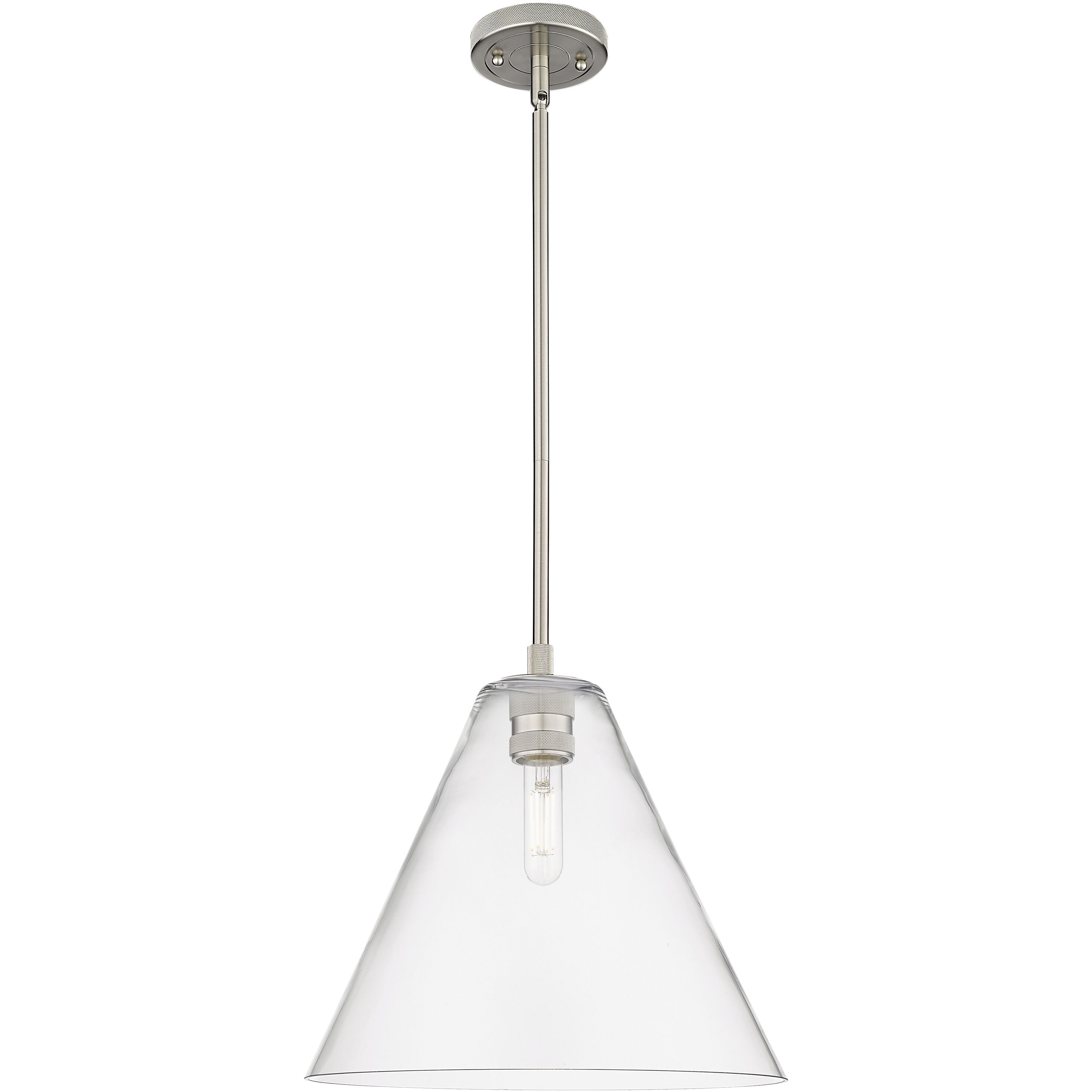 Crown Point 1 Light 12 inch Satin Nickel Pendant Ceiling Light in Clear Glass