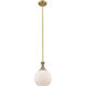Astor 1 Light 8 inch Brushed Brass Mini Pendant Ceiling Light in Matte White Glass