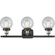 Ballston Beacon 3 Light 26 inch Black Antique Brass Bath Vanity Light Wall Light in Seedy Glass