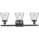 Ballston Small Cone 3 Light 26 inch Oil Rubbed Bronze Bath Vanity Light Wall Light in Clear Glass, Ballston