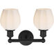 Edison Norfolk 2 Light 15 inch Matte Black Bath Vanity Light Wall Light in Matte White Glass