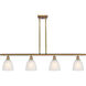 Ballston Castile 4 Light 48 inch Brushed Brass Island Light Ceiling Light in White Glass, Ballston