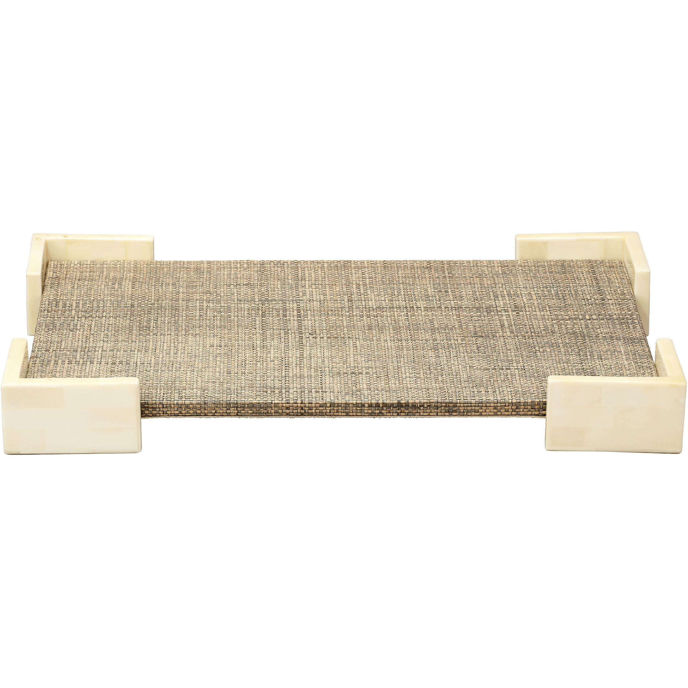 Paradise Grey Steel Raffia and Ivory Bone Bone Tray