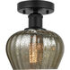 Edison Fenton 1 Light 7 inch Matte Black Semi-Flush Mount Ceiling Light in Mercury Glass