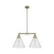 Franklin Restoration X-Large Cone LED 21 inch Antique Brass Chandelier Ceiling Light in Seedy Glass, Franklin Restoration