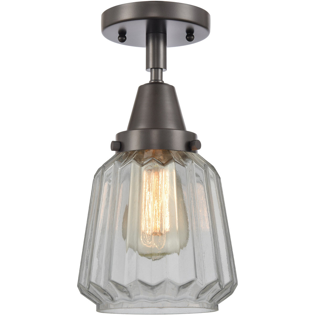 Franklin Restoration Chatham 1 Light 6 inch Oil Rubbed Bronze Flush Mount Ceiling Light in Clear Glass