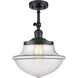 Franklin Restoration Large Oxford 1 Light 12 inch Matte Black Semi-Flush Mount Ceiling Light in Clear Glass, Franklin Restoration