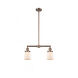 Franklin Restoration Small Bell 2 Light 21 inch Antique Copper Chandelier Ceiling Light in Matte White Glass, Franklin Restoration