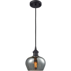 Ballston Fenton LED 7 inch Matte Black Mini Pendant Ceiling Light in Plated Smoke Glass, Ballston