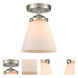 Nouveau Small Cone 1 Light 6.25 inch Brushed Satin Nickel Semi-Flush Mount Ceiling Light in Matte White Glass, Nouveau