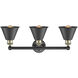 Smithfield 3 Light 24.5 inch Black Antique Brass Bath Vanity Light Wall Light in Matte Black