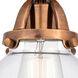 Nouveau 2 Olean LED 7 inch Antique Copper Semi-Flush Mount Ceiling Light in Clear Glass