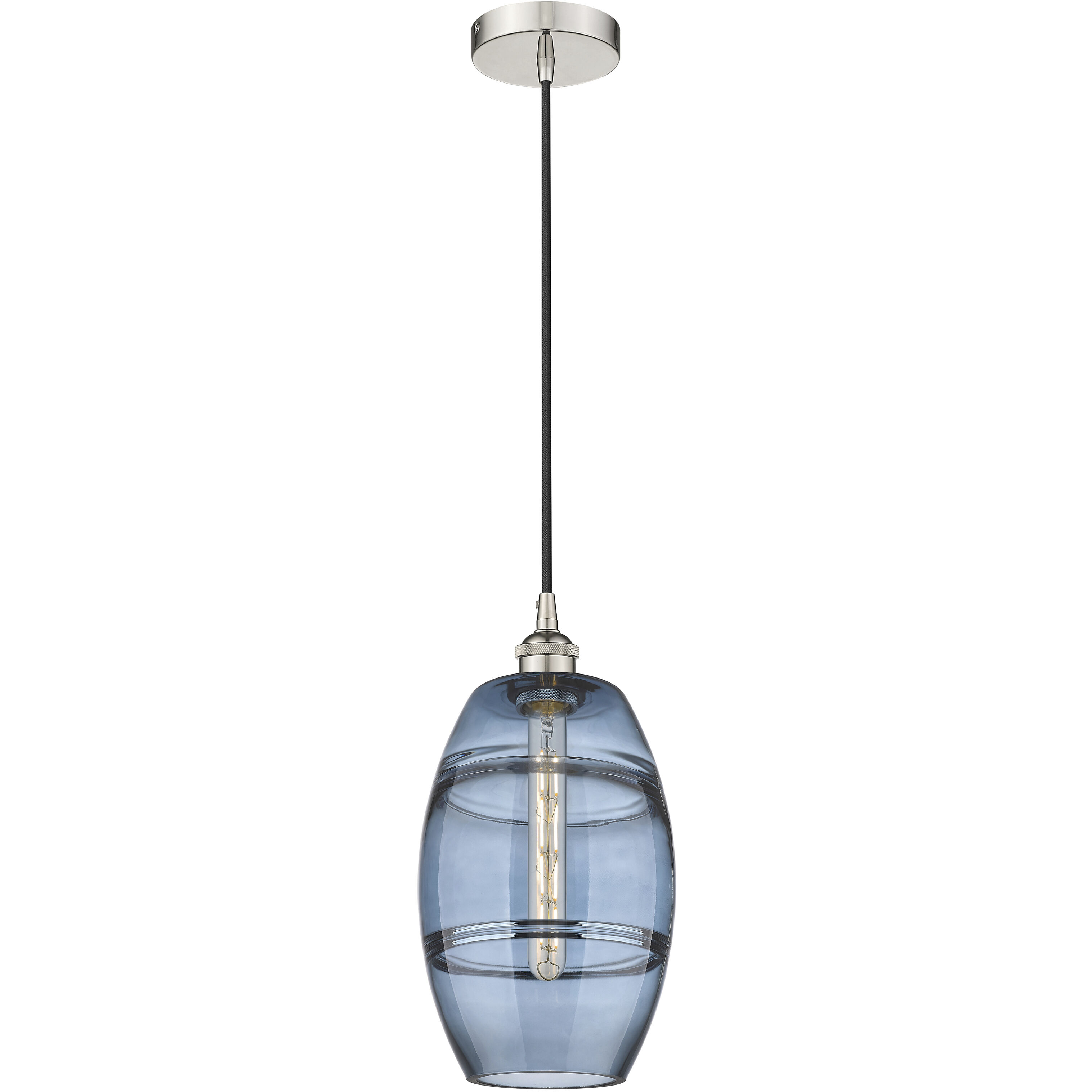 Edison Vaz 1 Light 8 inch Polished Nickel Cord Hung Mini Pendant Ceiling Light