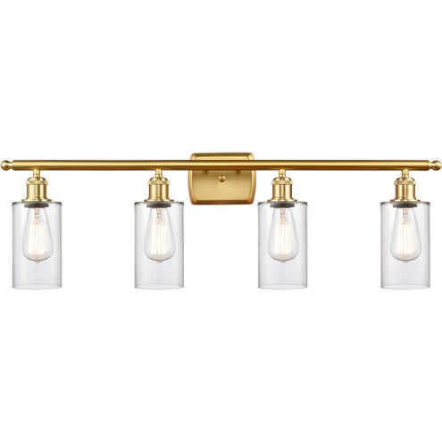 Ballston Clymer LED 36 inch Satin Gold Bath Vanity Light Wall Light in Clear Glass, Ballston