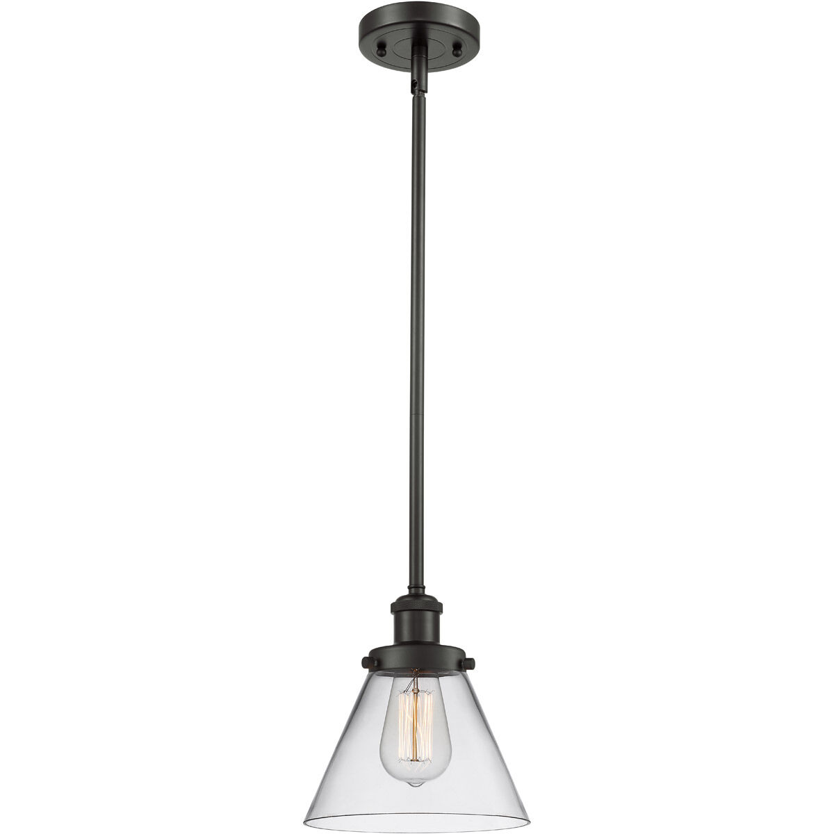 Ballston Large Cone 1 Light 8 inch Oil Rubbed Bronze Pendant Ceiling Light in Clear Glass, Ballston