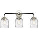 Nouveau Small Bell 3 Light 23 inch Black Polished Nickel Bath Vanity Light Wall Light in Seedy Glass, Nouveau