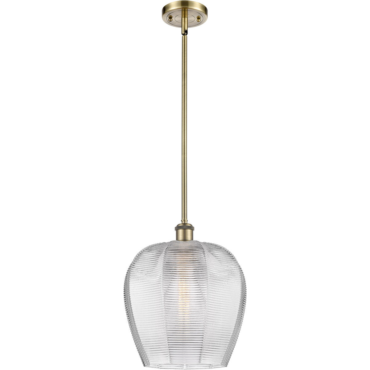 Ballston Norfolk 1 Light 12 inch Antique Brass Mini Pendant Ceiling Light in Clear Glass