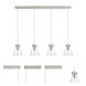 Newton Cone 4 Light 51.75 inch Polished Nickel Linear Pendant Ceiling Light in Seedy Glass