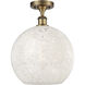 Edison White Mouchette 1 Light 12 inch Brushed Brass Semi-Flush Mount Ceiling Light