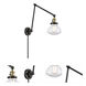 Olean 28 inch 60.00 watt Black Antique Brass Swing Arm Wall Light, Franklin Restoration