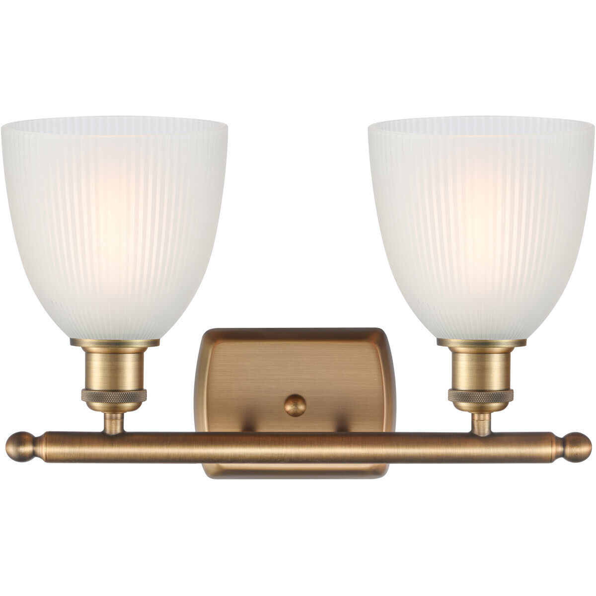 Ballston Castile 2 Light 16 inch Brushed Brass Bath Vanity Light Wall Light in White Glass, Ballston