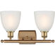 Ballston Castile 2 Light 16 inch Brushed Brass Bath Vanity Light Wall Light in White Glass, Ballston