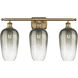 Ballston Brookhaven Flute 3 Light 27 inch Brushed Brass Bath Vanity Light Wall Light in Slate Glass