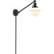 Small Oxford 30 inch 3.5 watt Oil Rubbed Bronze Swing Arm Wall Light in Matte White Glass, Franklin Restoration