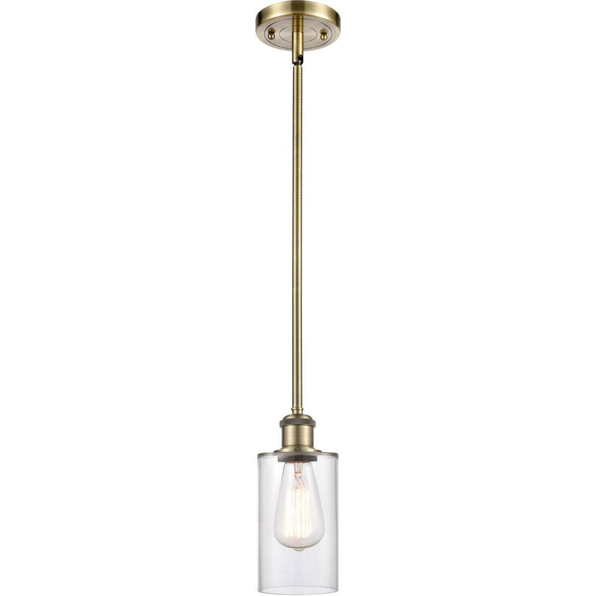 Ballston Clymer 1 Light 4 inch Antique Brass Pendant Ceiling Light in Incandescent, Clear Glass, Ballston