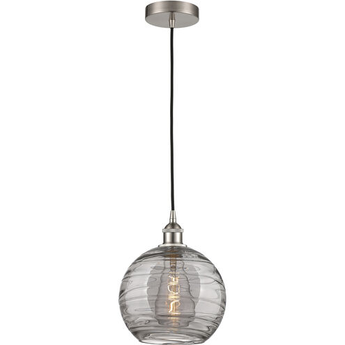 Edison Athens Deco Swirl 1 Light 10 inch Brushed Satin Nickel Mini Pendant Ceiling Light