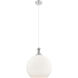 Astor 1 Light 14 inch Satin Nickel Pendant Ceiling Light in Matte White Glass