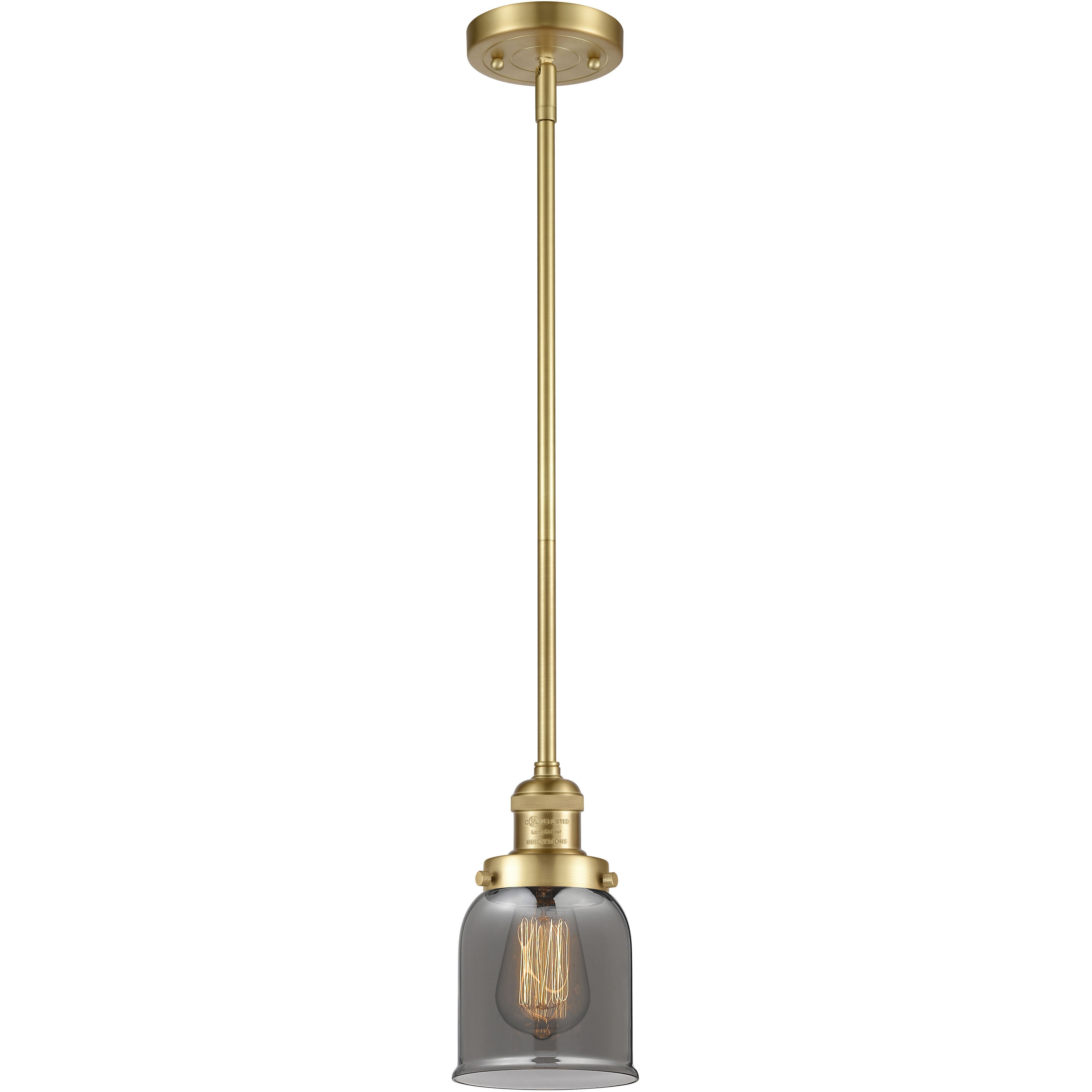 Franklin Restoration Bell 1 Light 5 inch Satin Gold Mini Pendant Ceiling Light in Incandescent, Plated Smoke, Franklin Restoration