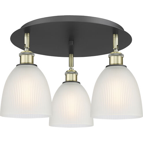 Castile 3 Light 17.75 inch Black Antique Brass Flush Mount Ceiling Light in White