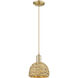 Arcadia Woven Rattan 1 Light 8 inch Champagne Bronze Mini Pendant Ceiling Light
