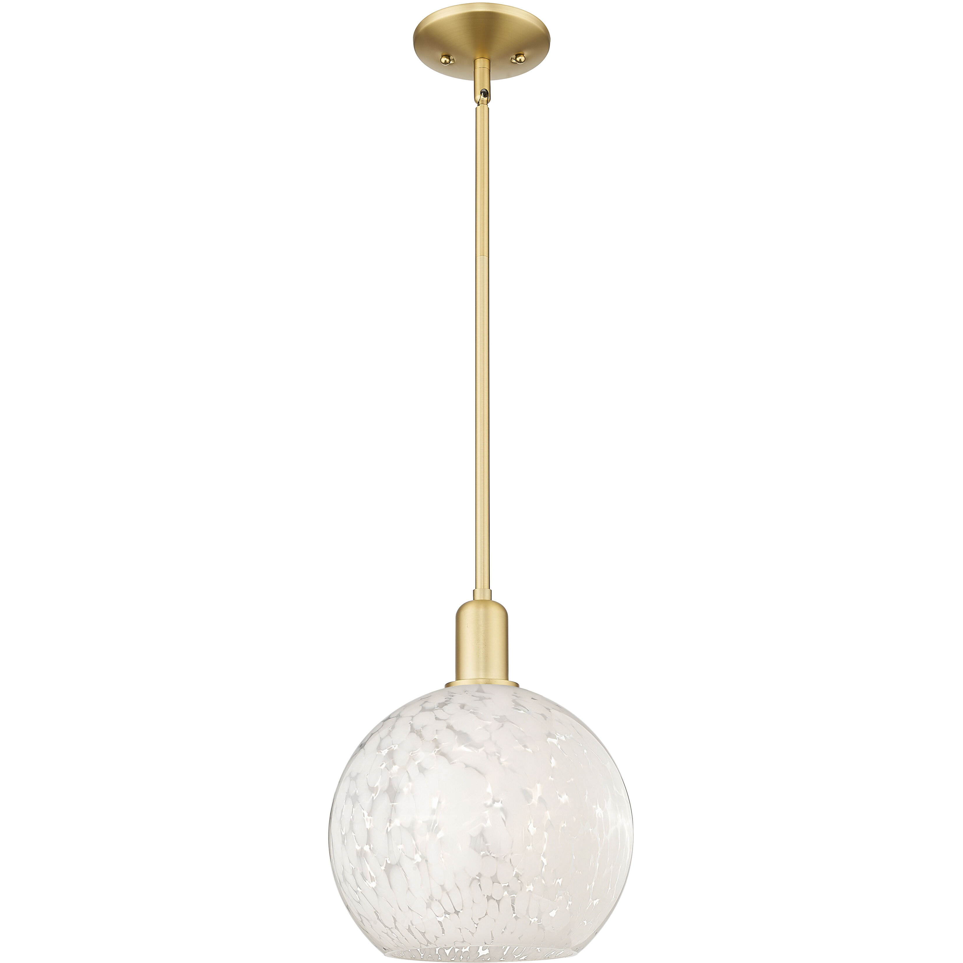 Arcadia White Mouchette 1 Light 10 inch Satin Gold Mini Pendant Ceiling Light