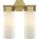 Claverack 2 Light 13.63 inch Brushed Brass Bath Vanity Light Wall Light in Matte White Glass