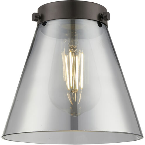 Nouveau Cone LED 6.25 inch Black Polished Nickel Mini Pendant Ceiling Light in Plated Smoke Glass, Nouveau