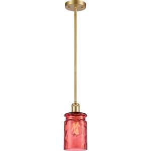 Ballston Candor 1 Light 5 inch Satin Gold Pendant Ceiling Light in Jester Red Waterglass, Ballston
