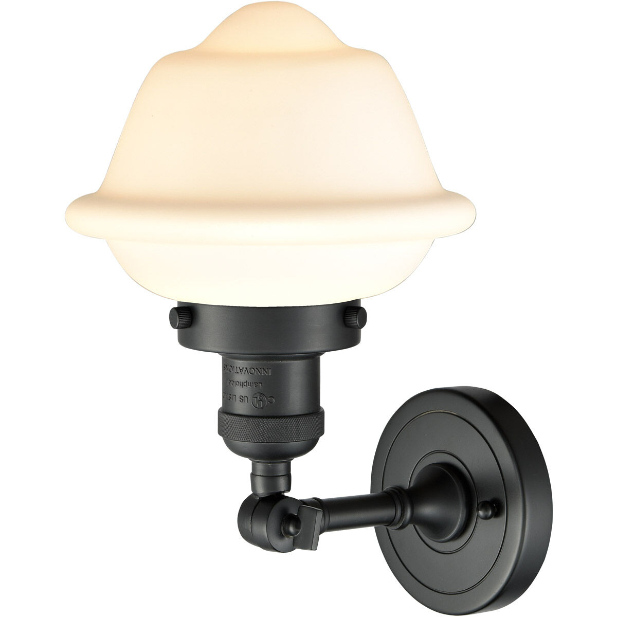 Franklin Restoration Small Oxford 1 Light 8 inch Matte Black Semi-Flush Mount Ceiling Light in Matte White Glass, Franklin Restoration