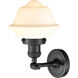 Franklin Restoration Small Oxford 1 Light 8 inch Matte Black Semi-Flush Mount Ceiling Light in Matte White Glass, Franklin Restoration