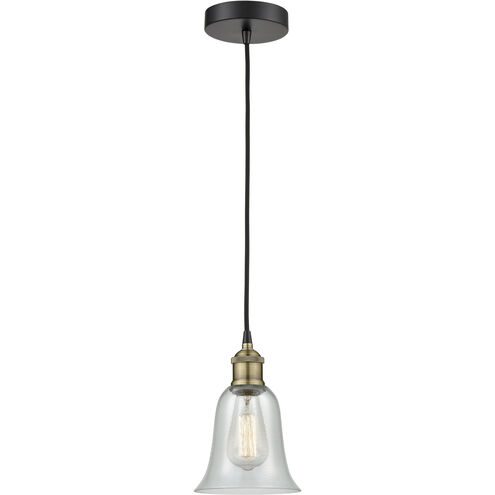 Hanover 1 Light 6.25 inch Black Antique Brass Mini Pendant Ceiling Light in Fishnet Glass