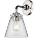 Nouveau Small Cone LED 6 inch Black Polished Nickel Sconce Wall Light in Clear Glass, Nouveau