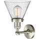 Franklin Restoration Large Cone 1 Light 8 inch Brushed Satin Nickel Sconce Wall Light in Seedy Glass, Franklin Restoration