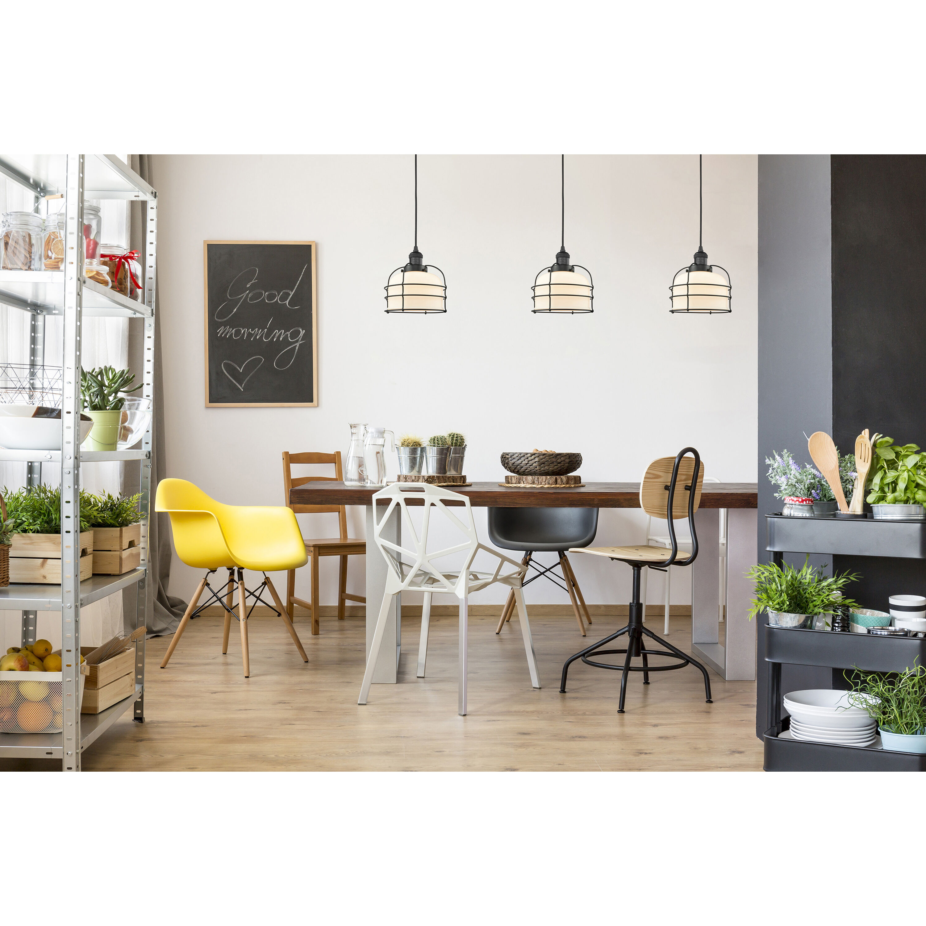 Franklin Restoration Bell Cage LED 9 inch Matte Black Mini Pendant Ceiling Light in Matte White, Franklin Restoration