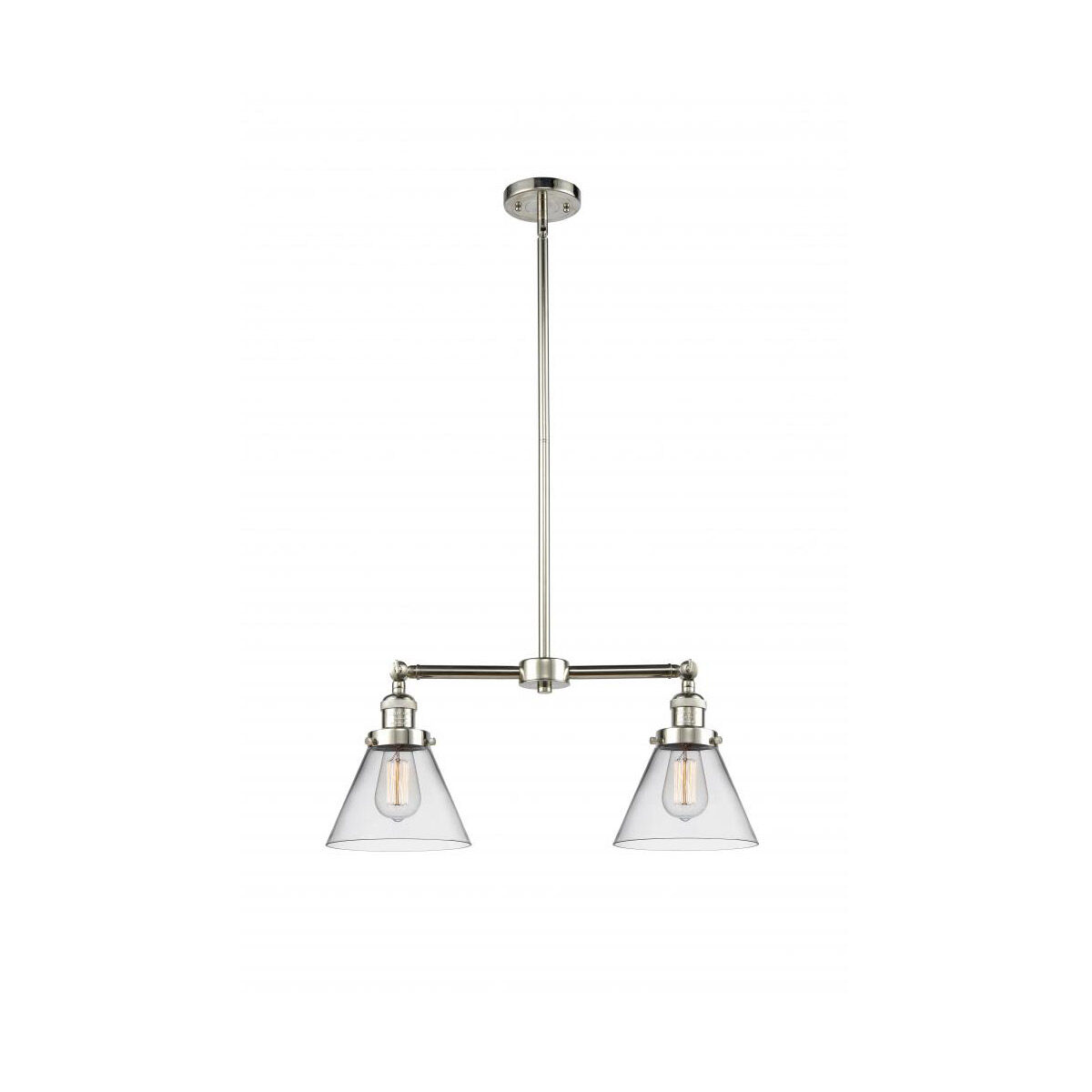 Franklin Restoration Large Cone LED 21 inch Polished Nickel Chandelier Ceiling Light in Clear Glass, Franklin Restoration