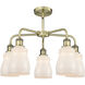 Ellery 5 Light 22.75 inch Antique Brass Chandelier Ceiling Light in White Glass