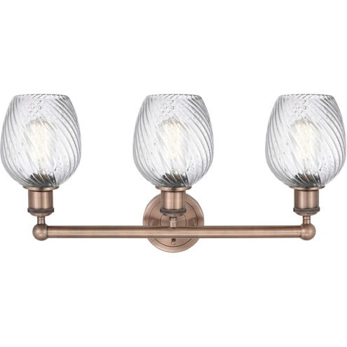 Salina 3 Light 23 inch Antique Copper and Clear Spiral Fluted Bath Vanity Light Wall Light